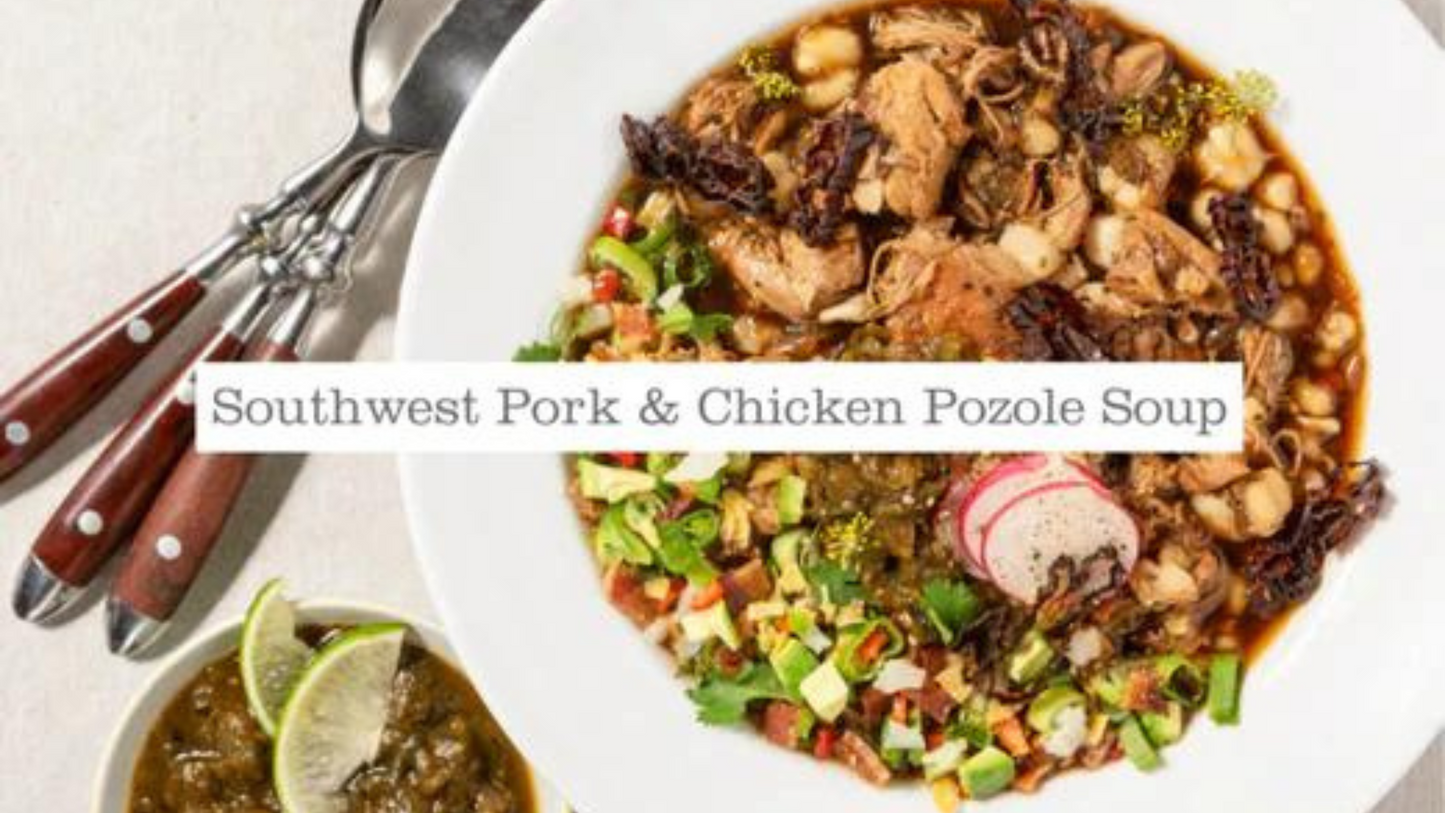 Southwest Pork & Chicken Pozole Soup