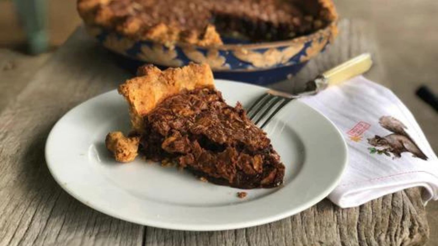 Chocolate Pecan Ginger Bourbon Pie
